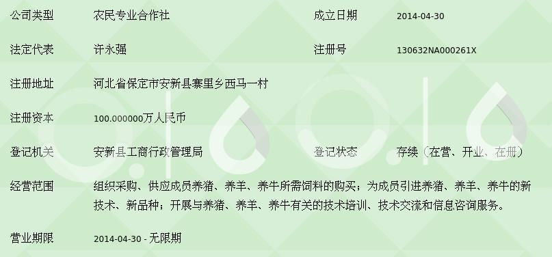 安新县顺成牲畜养殖专业合作社